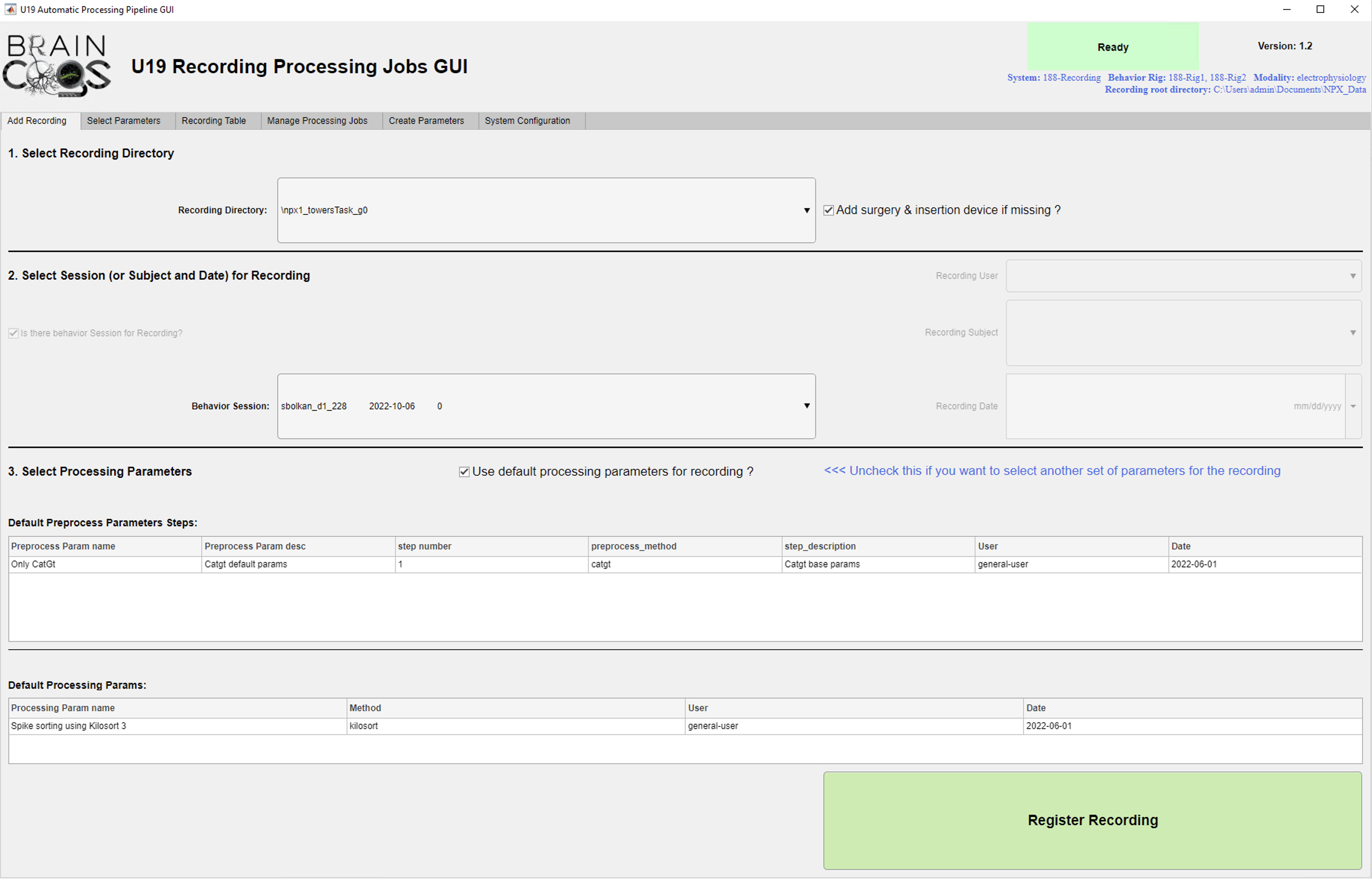 Automation GUI main screen