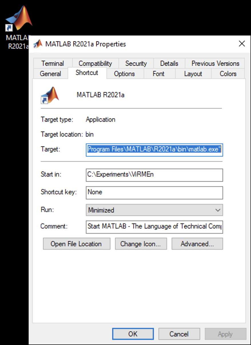 MATLAB Shortcut example