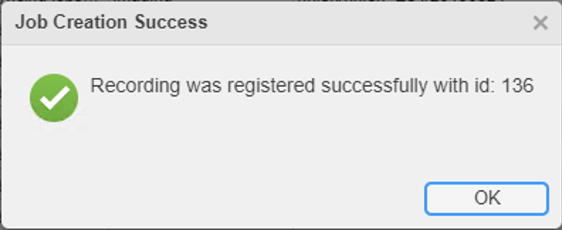 Dialog shown when recording has been transferred
