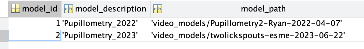 Pupillometry model_id selection